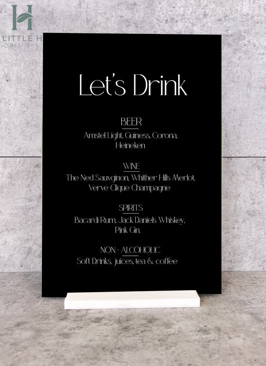 Bar Menu - Classic Range