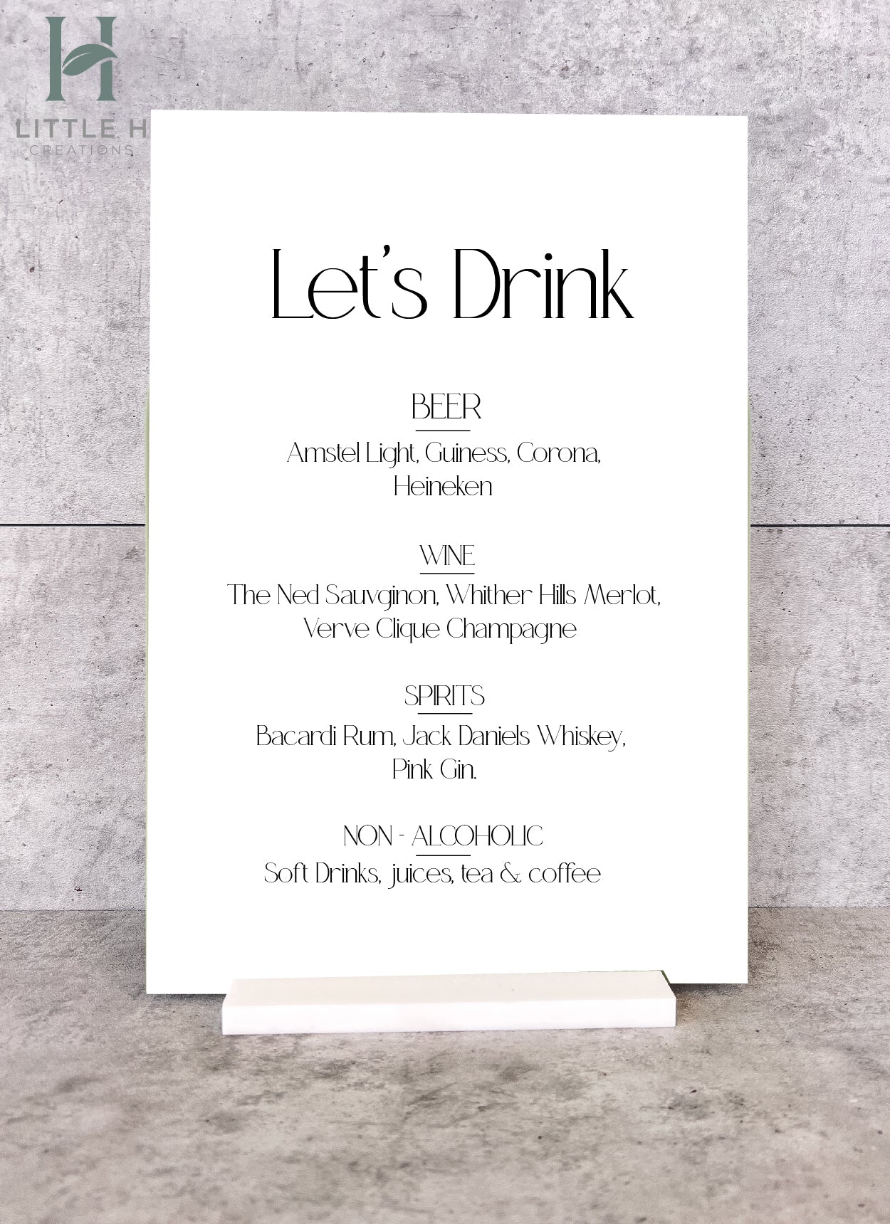 Bar Menu - Classic Range