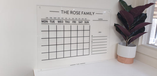 Dry Erase Acrylic Monthly with Shopping List Calendar