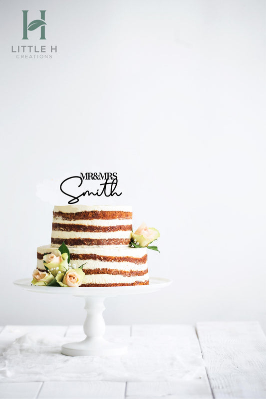 Mr & Mrs Wedding Cake Topper - Personalised
